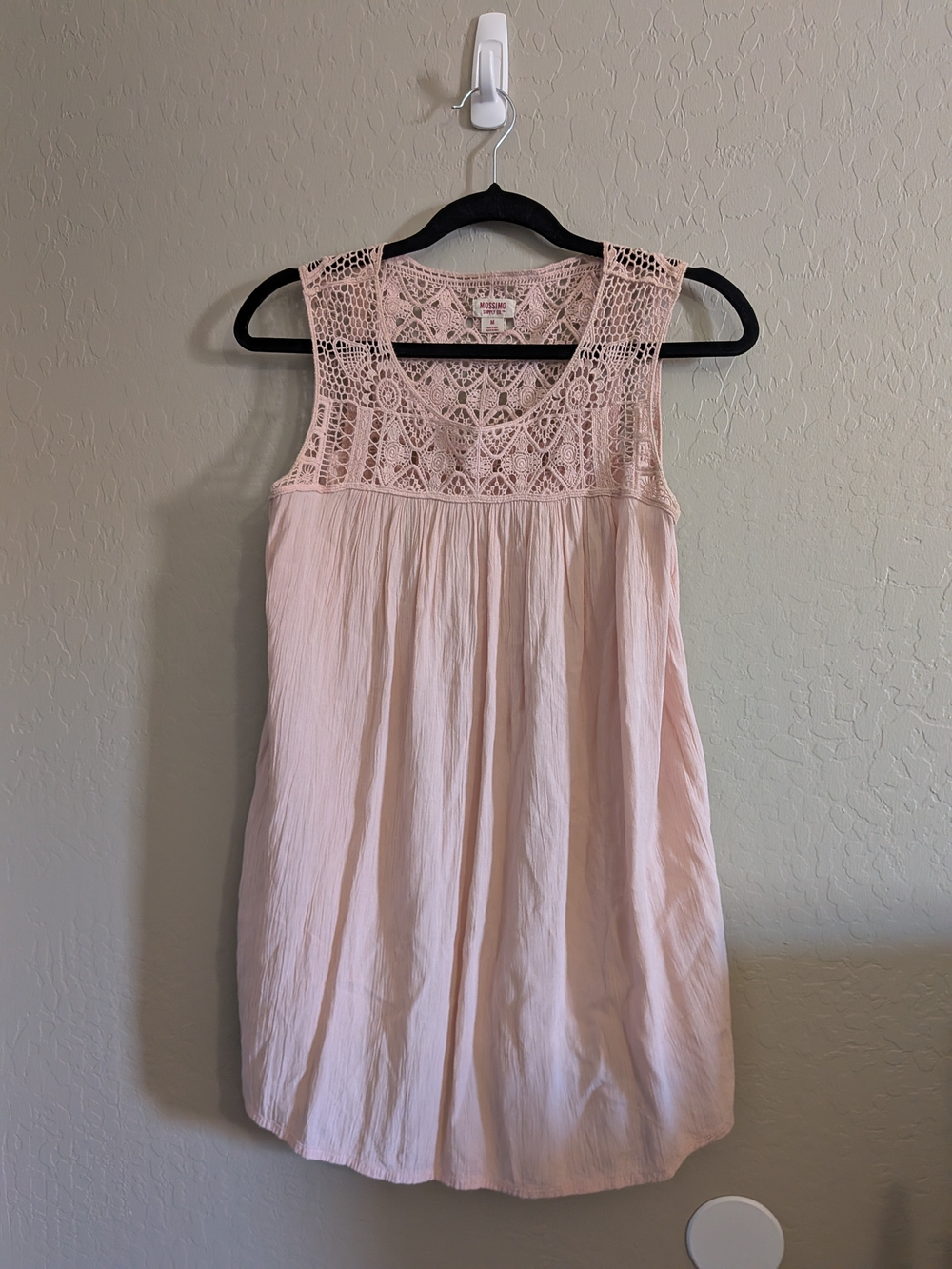 Mossimo Supply Co. Light Pink Crochet Yoke Blouse